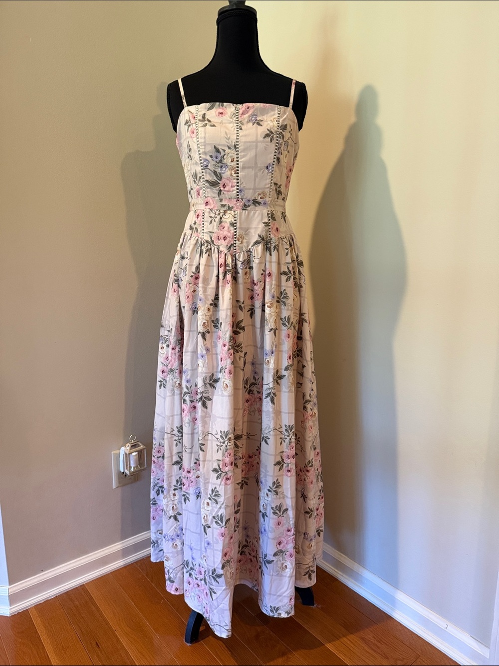 Light Pink Floral Spaghetti-Strap Maxi Dress